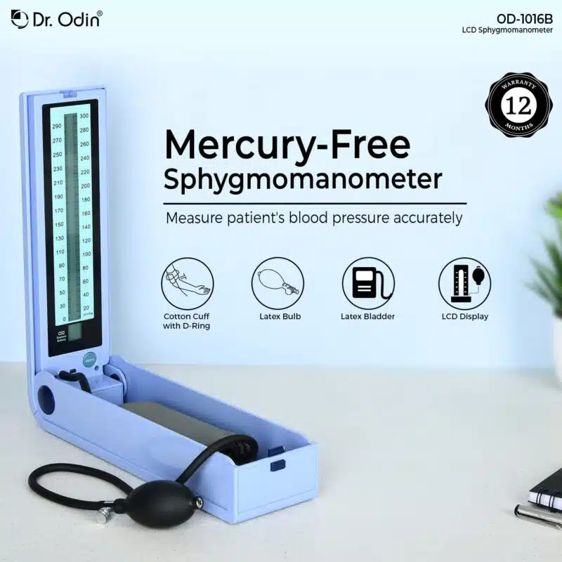 Dr. Odin LCD Mercury-free Sphygmomanometer with Latex Bladder, Bulb and Cotton Cuff with D-Ring with Digital Thermometer-1 (2)