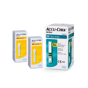 Accu-Chek Active 50 Test Strips + 2 packs of lancet 25-0-min