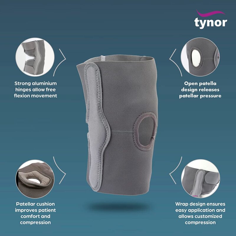 Tynor Elastic Knee Support, Grey, Medium, 1 Unit-2-min
