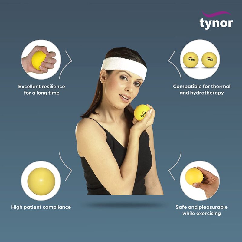 Tynor Exercising Ball PU Yellow Neuro 1 Unit-3-min