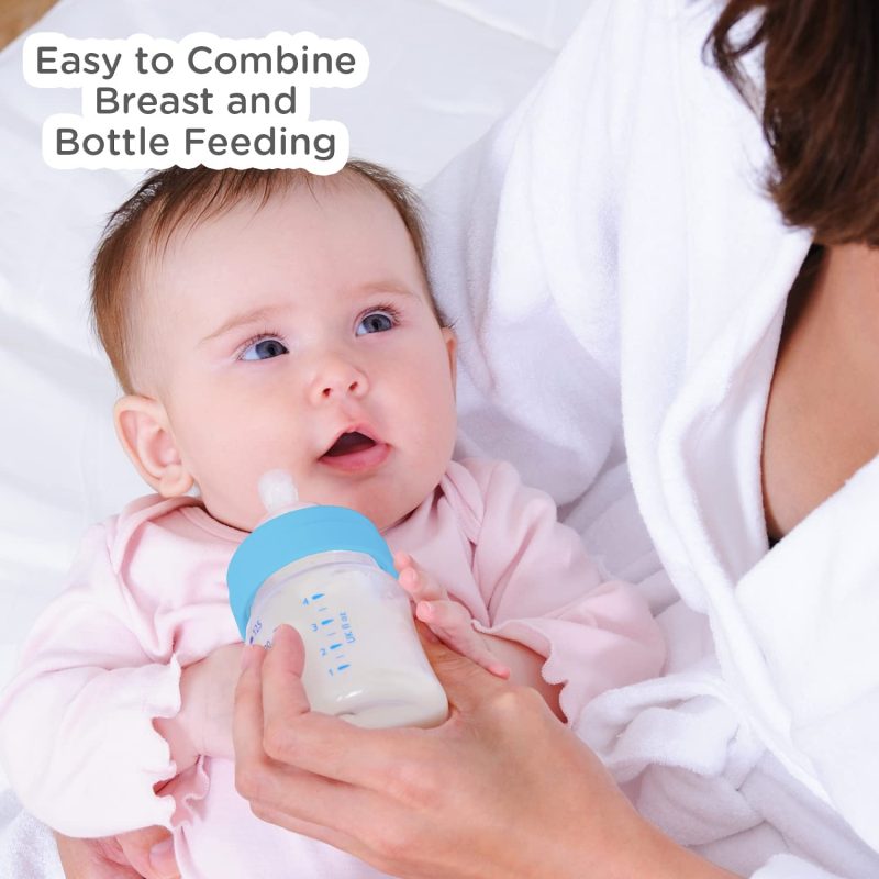 Mee Mee Premium Baby Glass Feeding Bottle (50 ml, Blue)-2-min